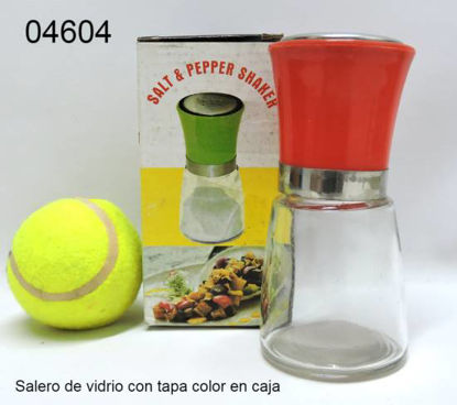 Imagen de SALERO DE VIDRIO CON TAPA COLOR EN CAJA 10.24